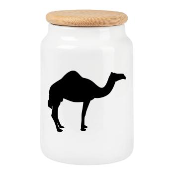 Kamel | Wüste | Dubai | Wüstenschiff - Cookie Jar with Wooden Lid - white - Front