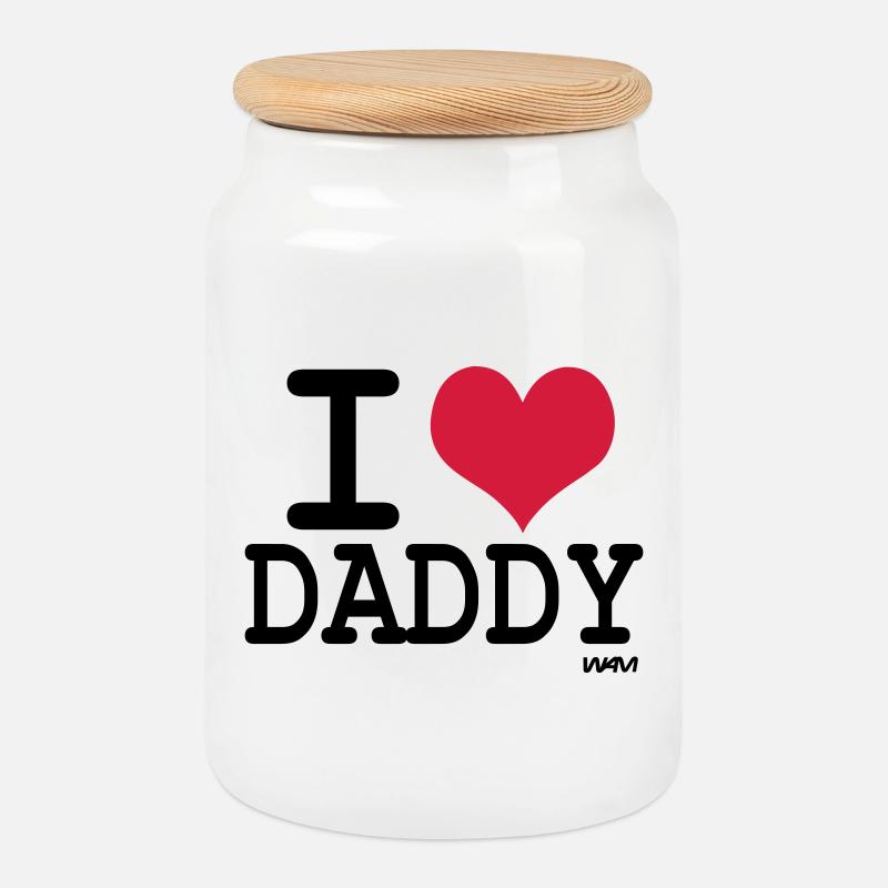 i love daddy by wam - Keksdose mit Holzdeckel - Weiß