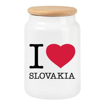 I LOVE SLOVAKIA Slowakei - Keksdose mit Holzdeckel - Weiß - Vorne