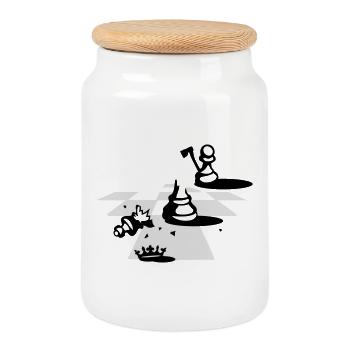 schachmatt - Cookie Jar with Wooden Lid - white - Front