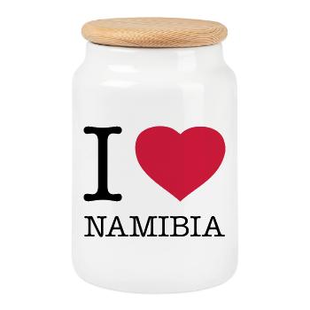 I LOVE NAMIBIA - Keksdose mit Holzdeckel - Weiß - Vorne