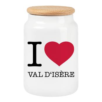 I LOVE VAL D'ISERE France Frankreich - Keksdose mit Holzdeckel - Weiß - Vorne