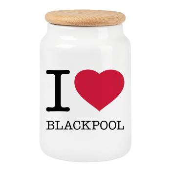 I LOVE BLACKPOOL - Keksdose mit Holzdeckel - Weiß - Vorne