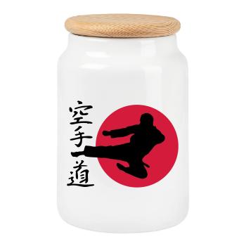 Karate Yokotobigeri - Keksdose mit Holzdeckel - Weiß - Vorne
