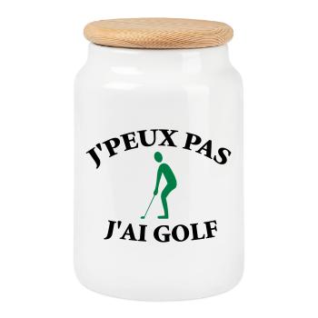 Ich kann nicht, ich habe Golf. - Keksdose mit Holzdeckel - Weiß - Vorne