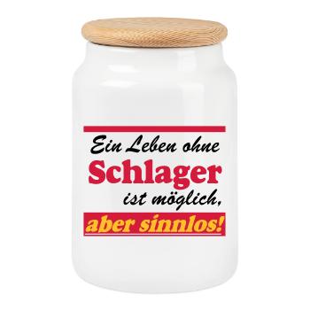 Schlager Party , Schlager Musik , aber sinnlos - Keksdose mit Holzdeckel - Weiß - Vorne