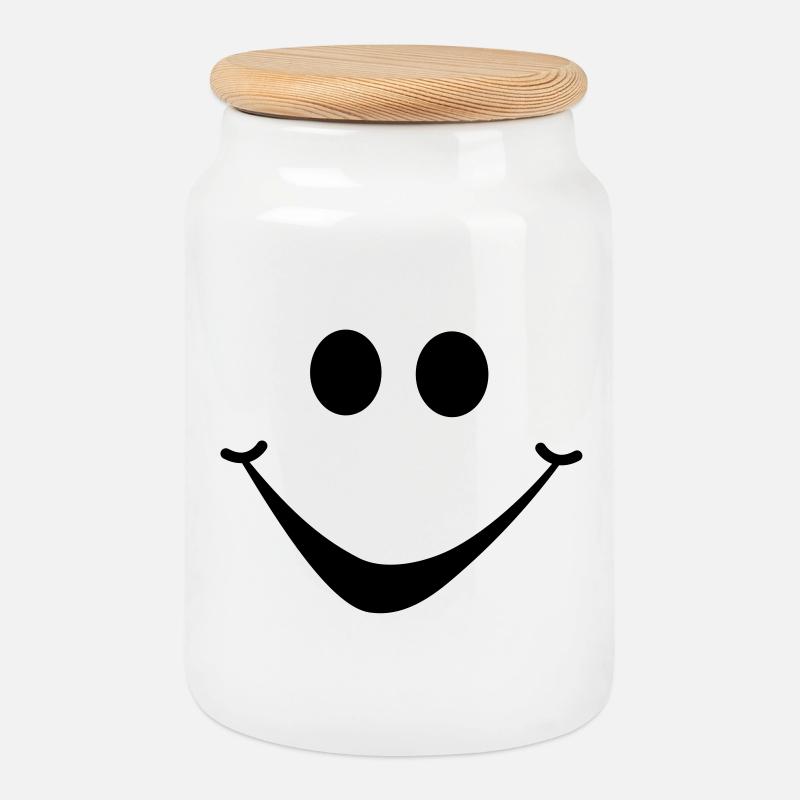 smiley1 - Keksdose mit Holzdeckel - Weiß