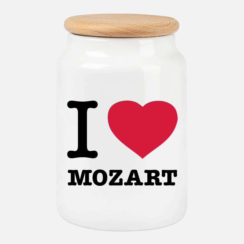 I LOVE MOZART - Keksdose mit Holzdeckel - Weiß