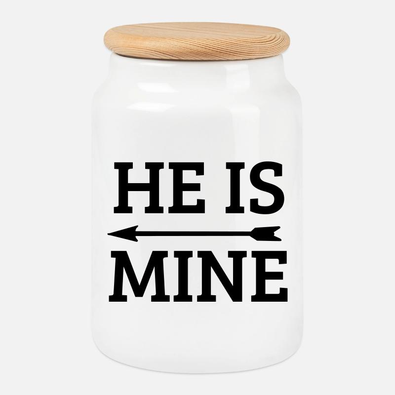 he is mine - Keksdose mit Holzdeckel - Weiß