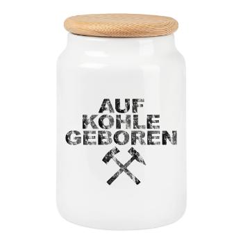 AUF KOHLE GEBOREN - Keksdose mit Holzdeckel - Weiß - Vorne
