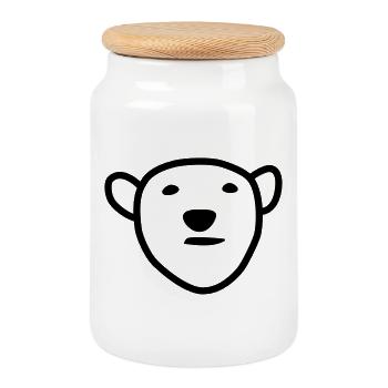 Eisbär Kopf - Keksdose mit Holzdeckel - Weiß - Vorne