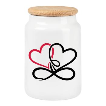 Two hearts Infinite Love Infinite Love - Cookie Jar with Wooden Lid - white - Front