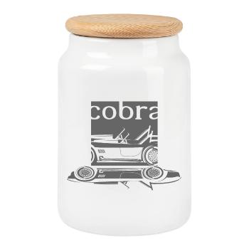 shelby cobra v8 muscle auto Logo Illustration icon - Keksdose mit Holzdeckel - Weiß - Vorne