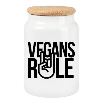 vegans rule - Cookie Jar with Wooden Lid - white - Front