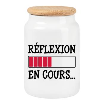 Réflexion en cours... - Boîte à biscuits avec couvercle en bois - blanc - Devant