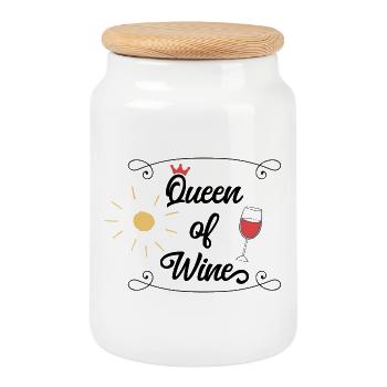 wein - Keksdose mit Holzdeckel - Weiß - Vorne