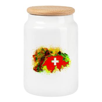 crazy switzerland - Keksdose mit Holzdeckel - Weiß - Vorne