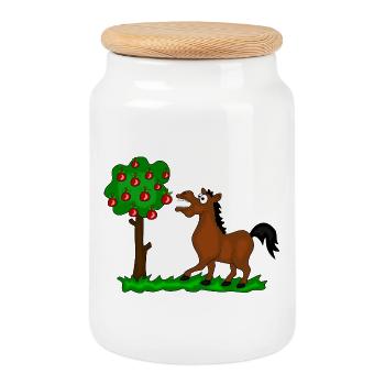 pferd baum - Keksdose mit Holzdeckel - Weiß - Vorne