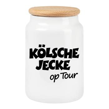 Kölsche Jecke op Tour - Köln Kölner Unterwegs - Keksdose mit Holzdeckel - Weiß - Vorne
