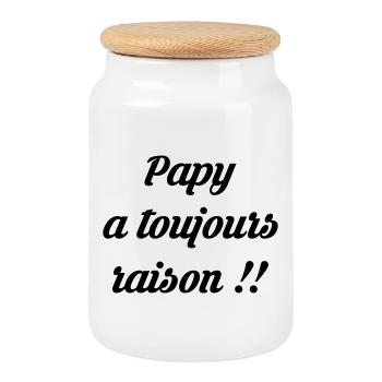 Papy / Grand Pere / Naissance / Baby / Bébé / Papi - Boîte à biscuits avec couvercle en bois - blanc - Devant