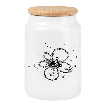 Water splash, Flower of water drops. - Cookie Jar with Wooden Lid - white - Front