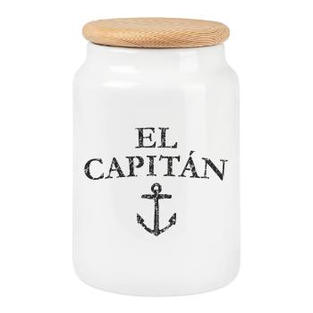 El Capitan Anchor (Vintage Black) Captain Sailing - Cookie Jar with Wooden Lid - white - Front