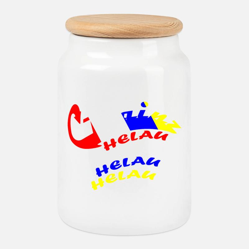 Helau Karnevalsdesign - Keksdose mit Holzdeckel - Weiß