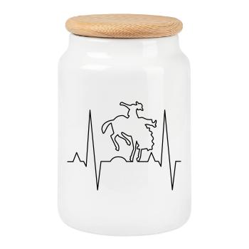 Rodeo Reiter Druckdesign - Keksdose mit Holzdeckel - Weiß - Vorne