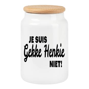 Crazy Henkie, toi whis, ne sois pas fou # - Boîte à biscuits avec couvercle en bois - blanc - Devant