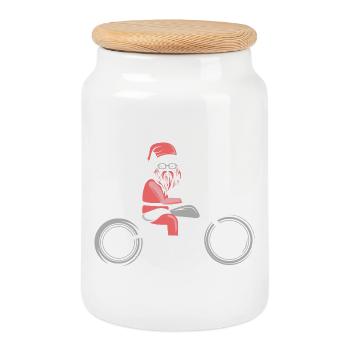 xmas santa claus weihnachtsmann motorrad biker - Keksdose mit Holzdeckel - Weiß - Vorne