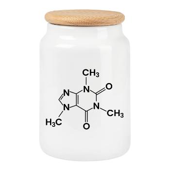 Coffee Chemical Structure Caffeine - Cookie Jar with Wooden Lid - white - Front