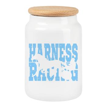 Trotting trotting race - Cookie Jar with Wooden Lid - white - Front