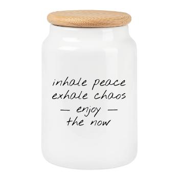 yoga - Cookie Jar with Wooden Lid - white - Front