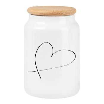 cœur - Boîte à biscuits avec couvercle en bois - blanc - Devant