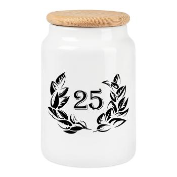 25 years anniversary anniversary years laurel symbol - Cookie Jar with Wooden Lid - white - Front