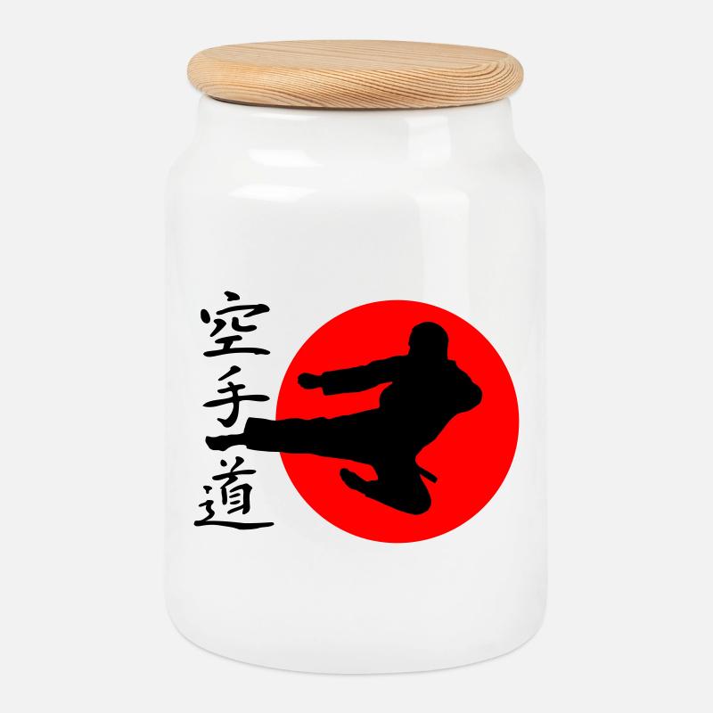 Karate Yokotobigeri - Keksdose mit Holzdeckel - Weiß