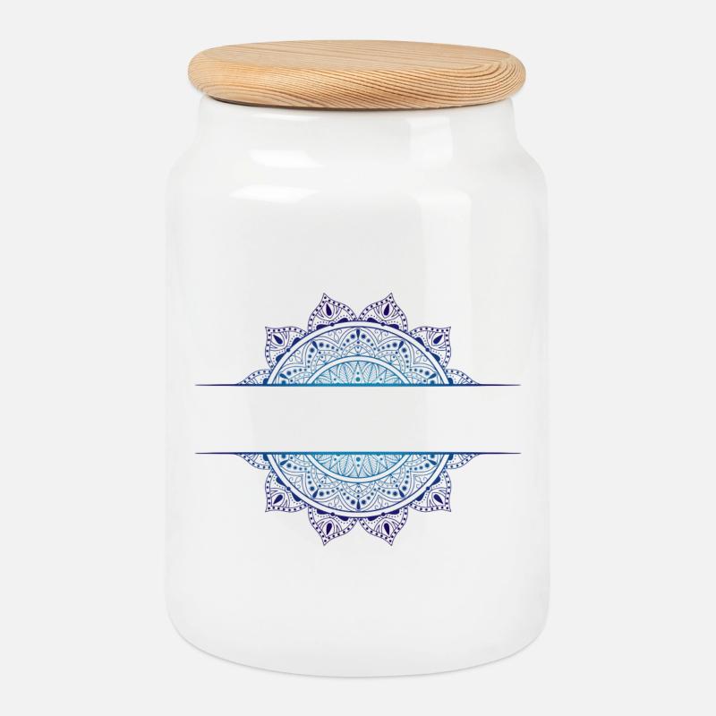 Mandala Cyan Magenta - Keksdose mit Holzdeckel - Weiß