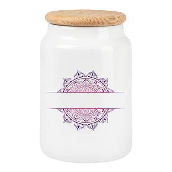 Mandala pink magenta - Boîte à biscuits avec couvercle en bois - blanc - Devant