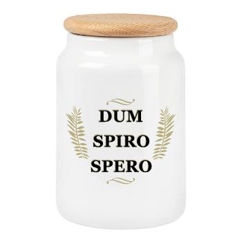 Dum Spiro Spero, citation latine - Boîte à biscuits avec couvercle en bois - blanc - Devant