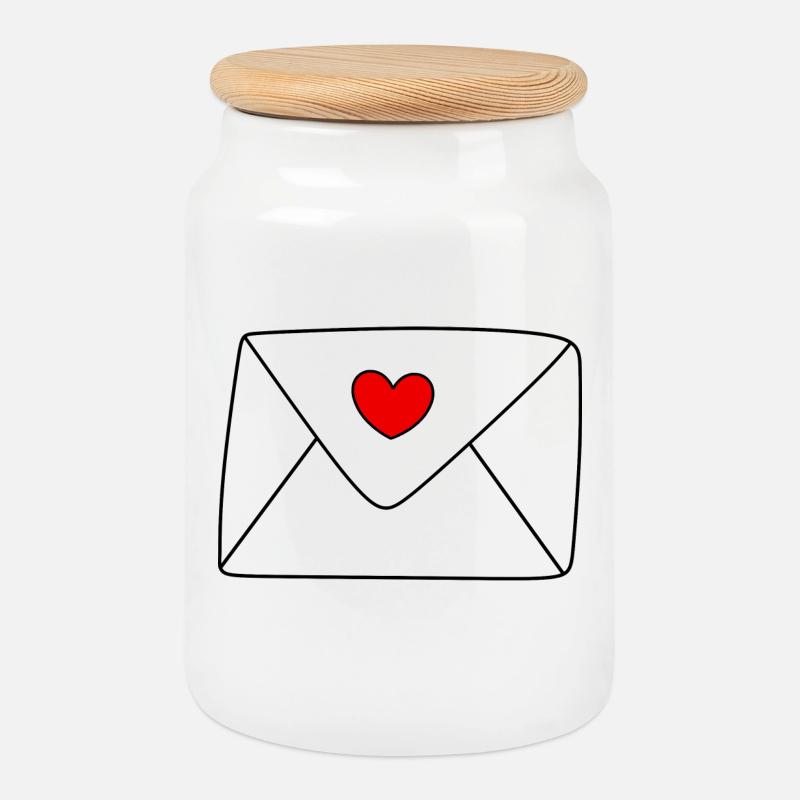 Herz Brief Liebesbrief Geschenk Valentinstag Paare - Keksdose mit Holzdeckel - Weiß