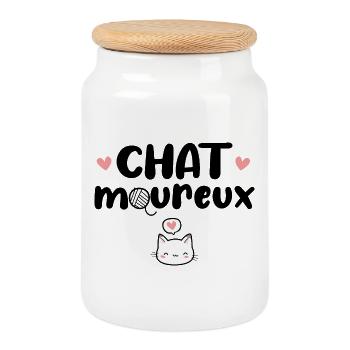 Chatmoureux Humour Chat mignon Amoureux Couple - Boîte à biscuits avec couvercle en bois - blanc - Devant