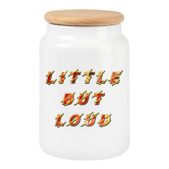 Petit mais bruyant bébé hurleur sans enfant - Boîte à biscuits avec couvercle en bois - blanc - Devant
