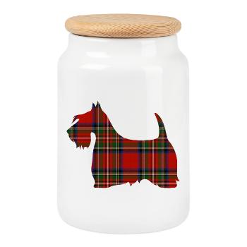 Tartan Scottie - Boîte à biscuits avec couvercle en bois - blanc - Devant
