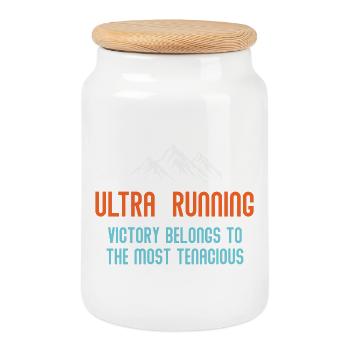 Ultra RunningVictory Belongs to the Most Tenacious - Cookie Jar with Wooden Lid - white - Front