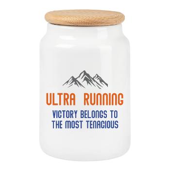 Ultra RunningVictory Belongs to the Most Tenacious - Cookie Jar with Wooden Lid - white - Front