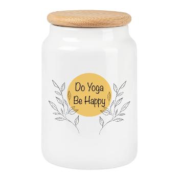 Yoga - Cookie Jar with Wooden Lid - white - Front