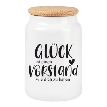 Vorstand Glück Verein Bedanken Geschenk - Keksdose mit Holzdeckel - Weiß - Vorne