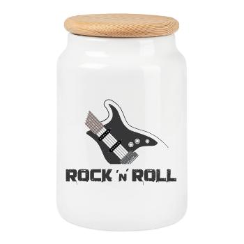 rock n roll guitar Gitarre music musician - Keksdose mit Holzdeckel - Weiß - Vorne