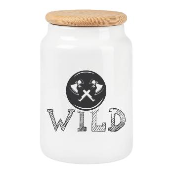 Wild Axe Tool Icon Logo icon Graphic Emblem - Cookie Jar with Wooden Lid - white - Front