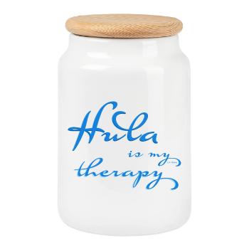 Hula is my therapy - Cookie Jar with Wooden Lid - white - Front